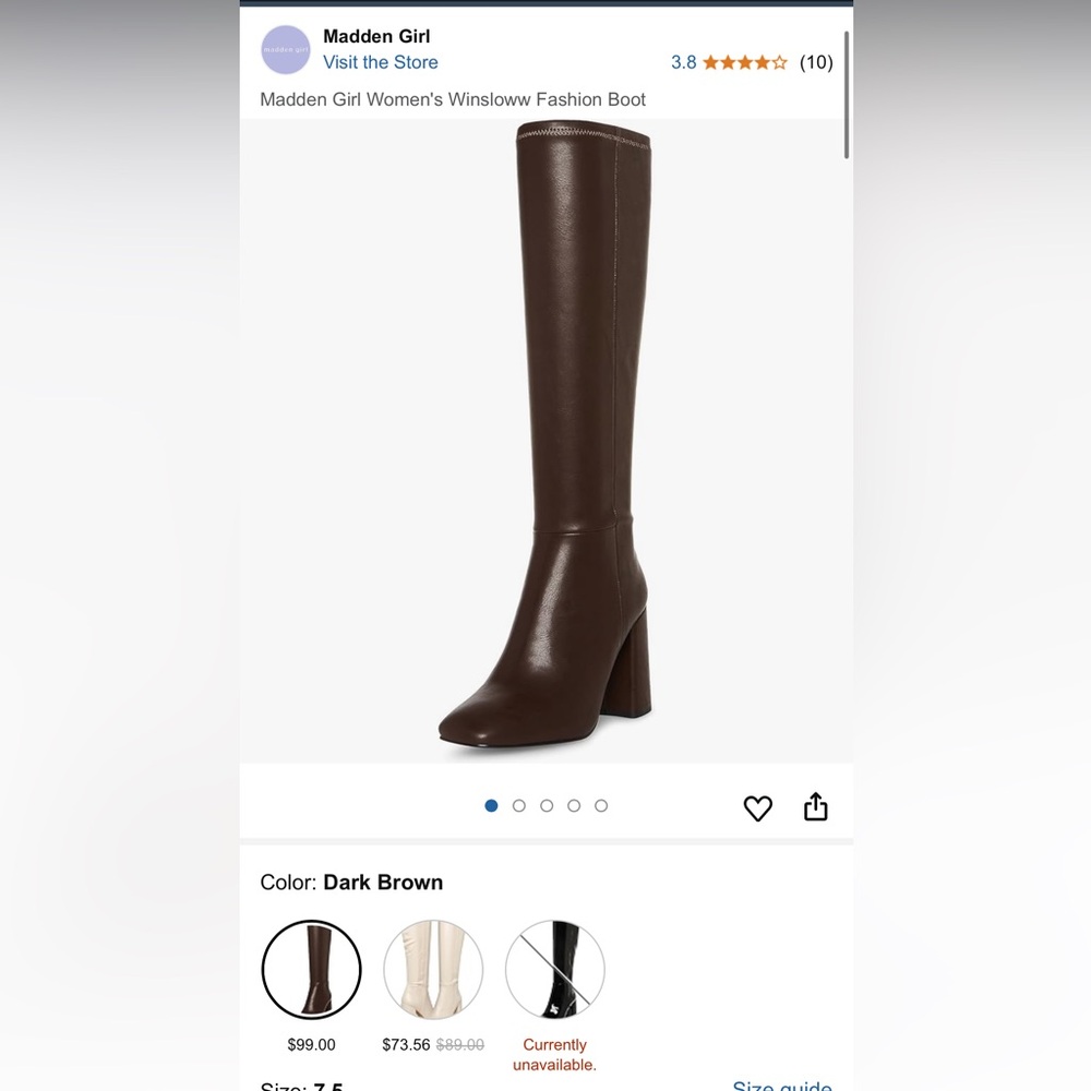 New in Box Madden Girl Winsloww Knee High Boots in Dark Chocolate US Size 7